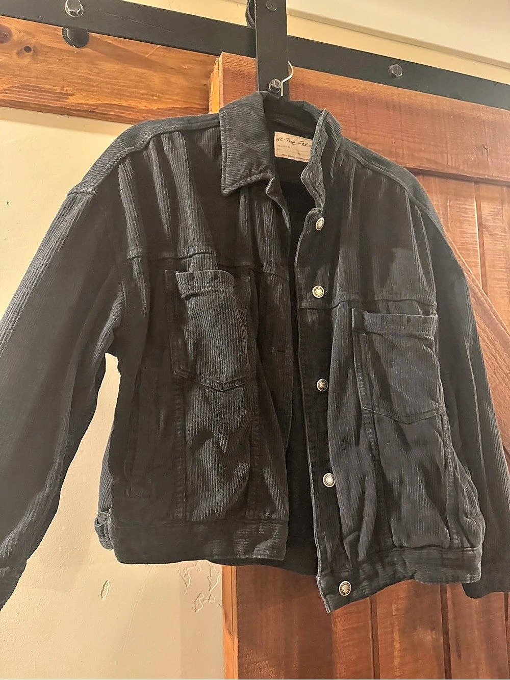 We The Free Opal Swing Corduroy Utility Jacket in Washed Black - Size Medium - Picture 3 of 16